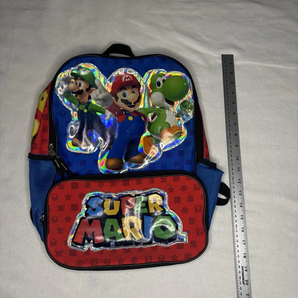 Nintendo Super Mario Backpack Kids Blue Red Good Holographic Mario Luigi‎ Yoshi